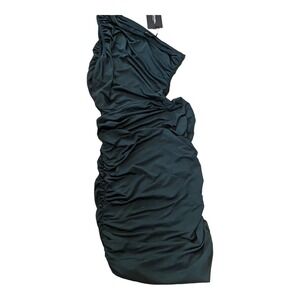Pretty Little Things Emerald Slinky Ruched‎ One Shoulder Midi Size 10